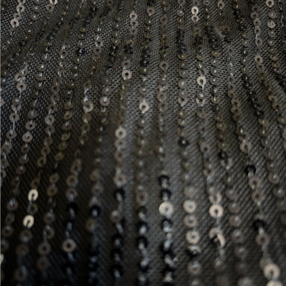 Dress Day Black Sequin One Shoulder Maxi Dress Slit Knit Size M - Picture 5 of 5